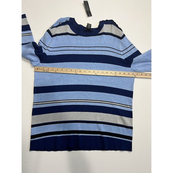 Investments Blue Striped Ribbed Sweater NWT Size 3X - Picture 5 of 6